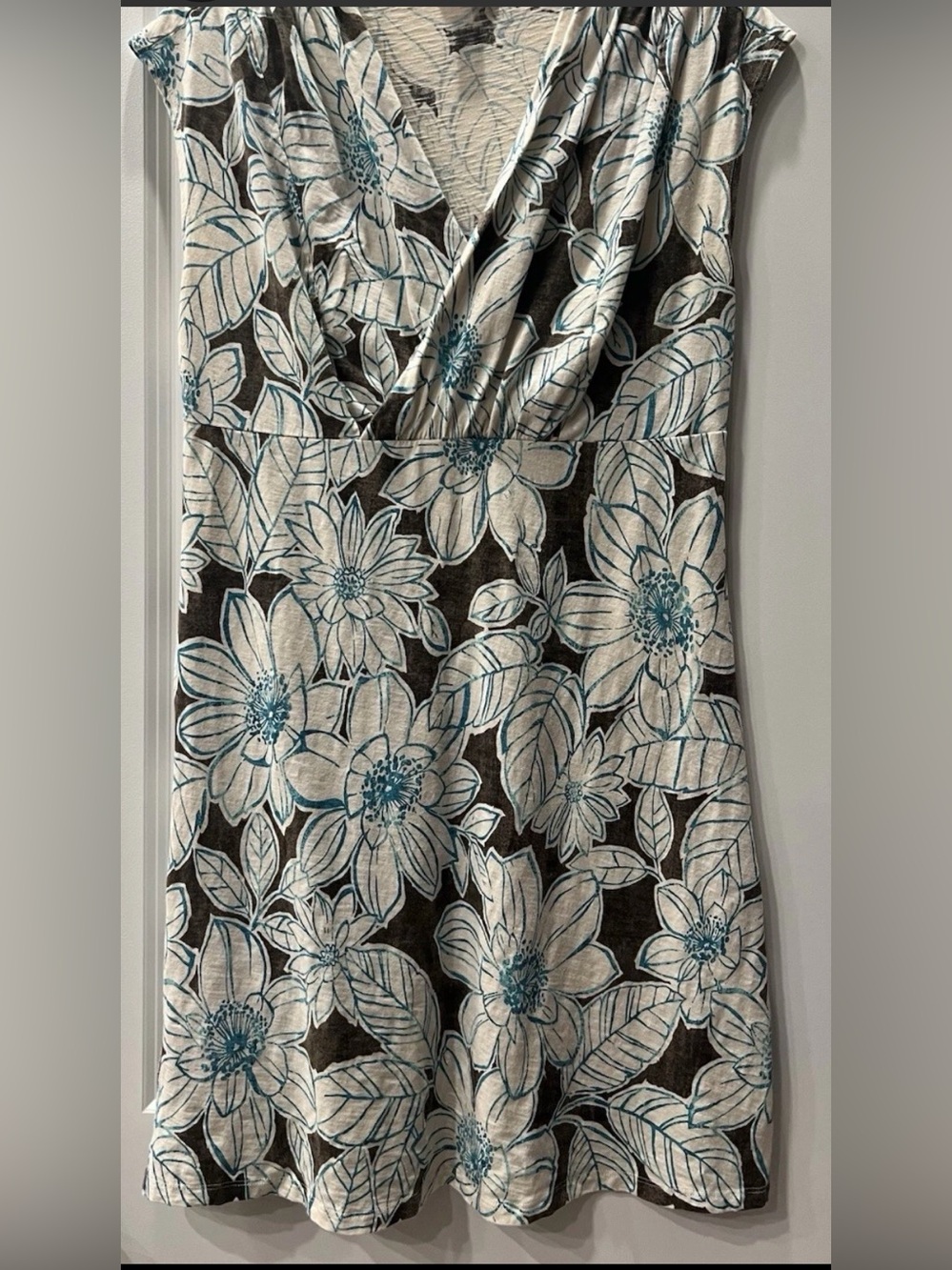 Tommy Bahama Dress with Brown, Cream and Teal Floral Print
